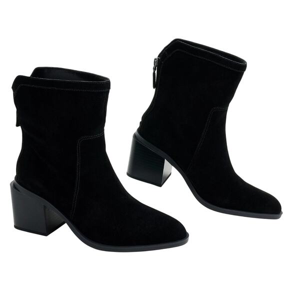 Vince Camuto Womens Kortimy Heeled Ankle Boots US 6.5 Black Suede NIB - Picture 1 of 9